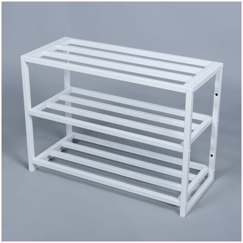 Обувница, Этажерка для обуви белый муар, Металл, Сталь, 70х30х50 см
