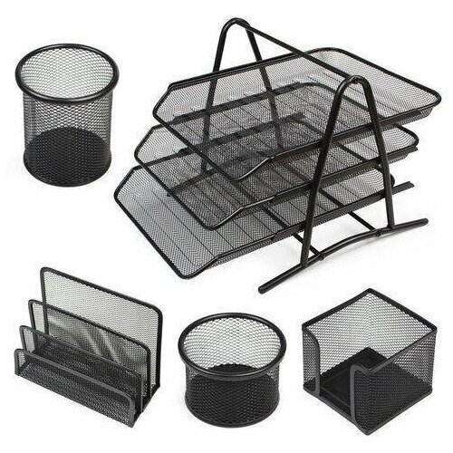 Настольный набор из металла 5 предметов черный 2550₽