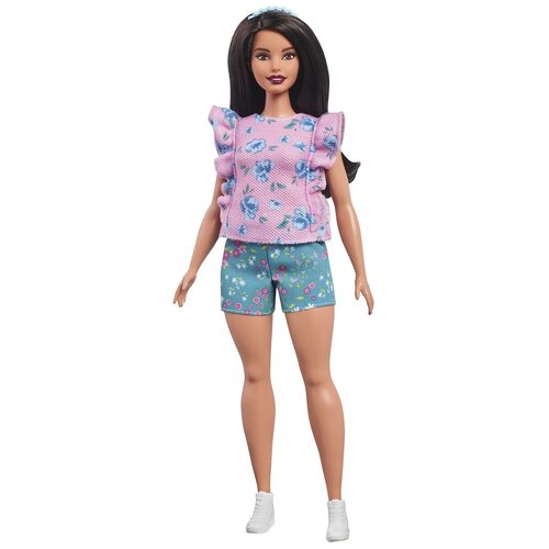 Кукла Barbie Игра с модой, 29 см, FBR37 брюнетка в розовой блузке с цветочками