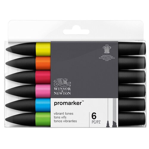 фото Winsor & newton набор маркеров "promarker" vibrant tones, 6 шт. (290110)