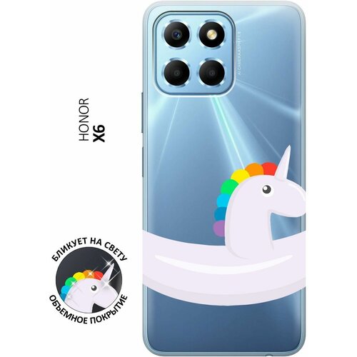 Силиконовый чехол с принтом Unicorn Swim Ring для Honor X6 / X8 5G / Хонор Х6 / Х8 5Г силиконовый чехол на honor x6 хонор х6 летящие одуванчики прозрачный