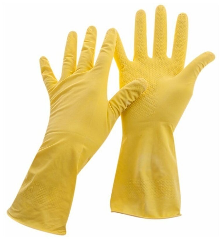 Перчатки Dr. Clean хозяйственные без напыления, 1 пара, размер S, цвет желтый