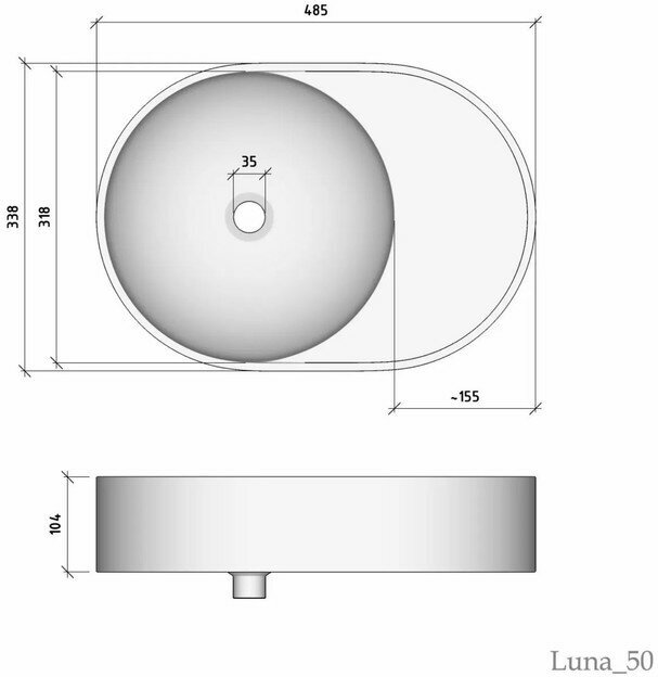 Раковина для ванной накладная Uperwood Luna 50 см, овальная - фотография № 11