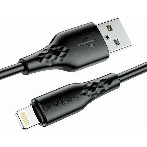 Кабель USB 2.4A (iOS Lighting) 1м BOROFONE BX48 Черный кабель угловой для зарядного устройства lighting borofone bx26 кабель usb 2 4a ios lighting 1м