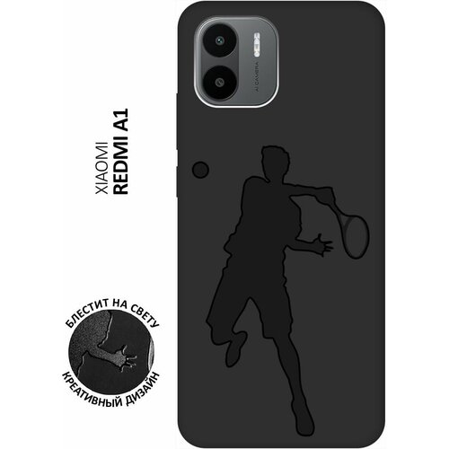 Матовый чехол Tennis для Xiaomi Redmi A1 / Сяоми Редми А1 с 3D эффектом черный матовый чехол boho для xiaomi redmi a1 сяоми редми а1 с 3d эффектом черный