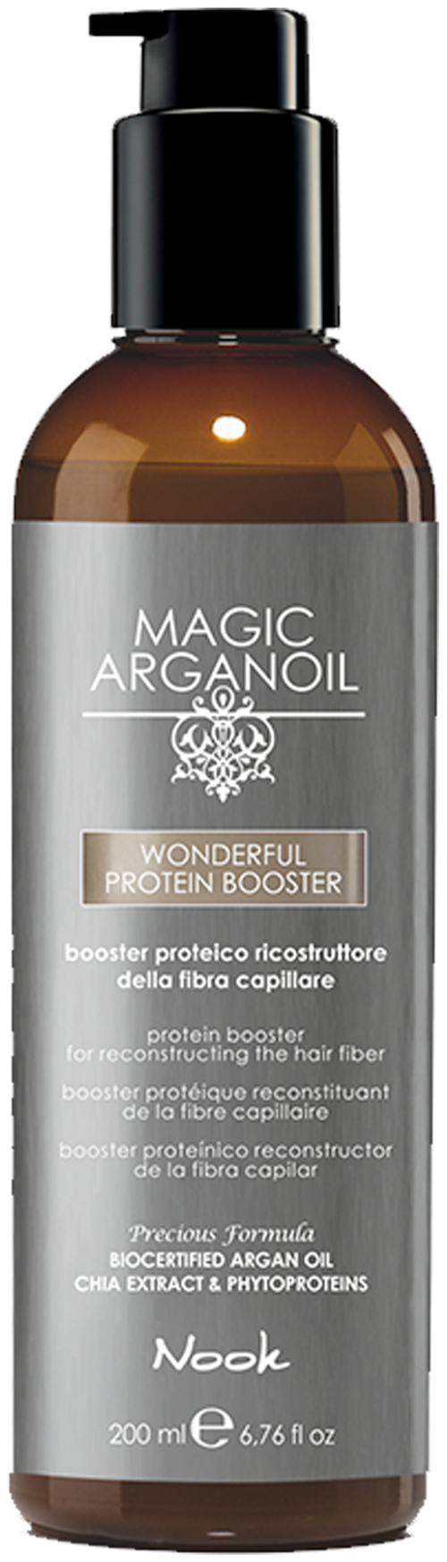 Nook Magic Arganoil Wonderful Реструктурирующий протеиновый бустер для волос, 200 мл, бутылка