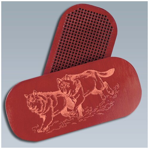 фото Доска с гвоздями садху для йоги овал животные волк - 1968 красная goodwood