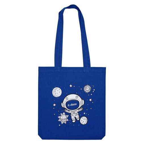 Сумка шоппер Us Basic, синий сумка космонавт в космосе ловит пиццу белый