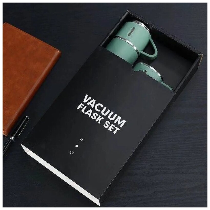Термос Vacuum Flask Set 500 мл, зеленый - фотография № 2