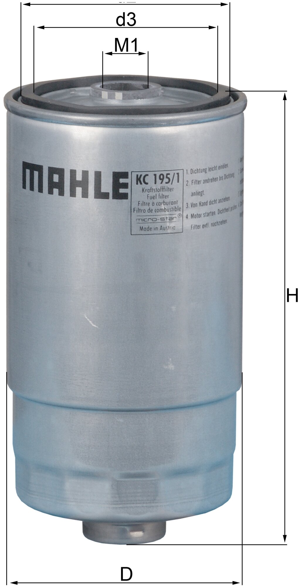 Фильтр топливный MAHLE KC 195/1