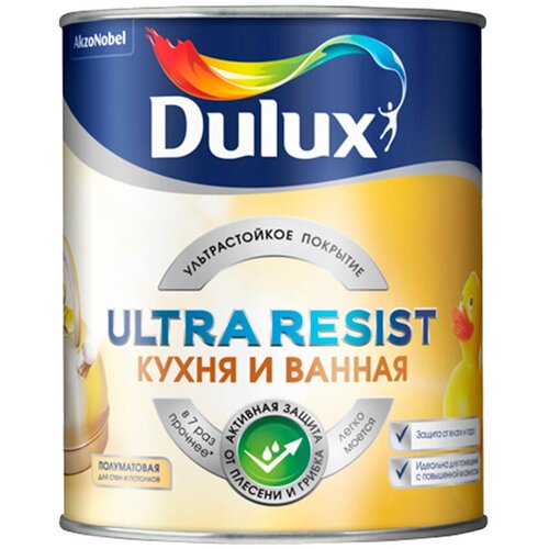 Краска моющаяся Dulux Ultra Resist кухня и ванная база BW белая 1 л