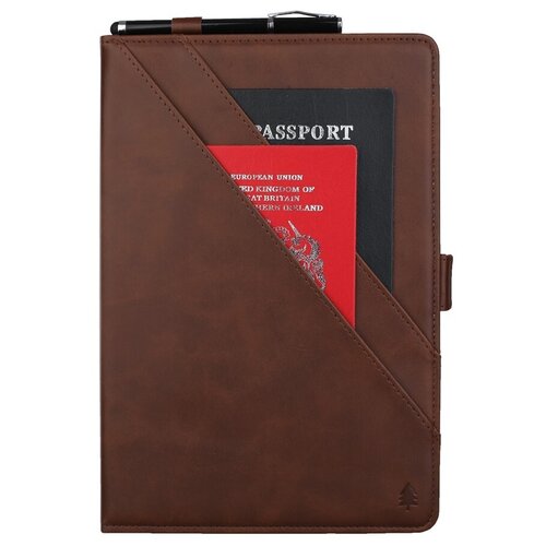 фото Чехол-книжка бизнес класса mypads для samsung galaxy tab s6 lite 10.4 sm-p610 / p615 с визитницей и крепежом для стилуса из качественной импортной кожи коричневый