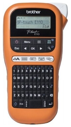 Термопринтер Brother P-touch PTE-110VP (для печ.накл.) переносной оранжевый/черный