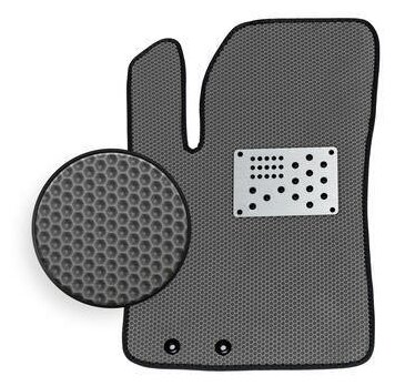 фото Водительский EVA коврик для Nissan X-Trail T30 2000-2007/Ниссан Икс-Трэил Т30 2000-2007 (с алюминиевым подпятником) серый с черной окантовкой