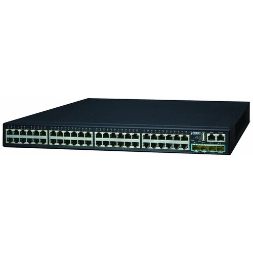 маршрутизатор eltex esr 12vf 8хethernet 10 100 1000 base t 1х1000base x sfp 1хrs 232 rj 45 2xusb2 0 Коммутатор PLANET SGS-6341-48T4X (Layer 3 48-Port 10/100/1000T + 4-Port 10G SFP+ Stackable Managed Gigabit Switch)