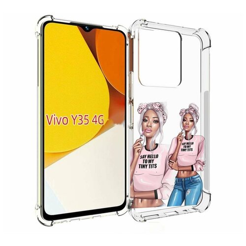 Чехол MyPads Девушка-в-розовой-футболке женский для Vivo Y35 4G 2022 / Vivo Y22 задняя-панель-накладка-бампер