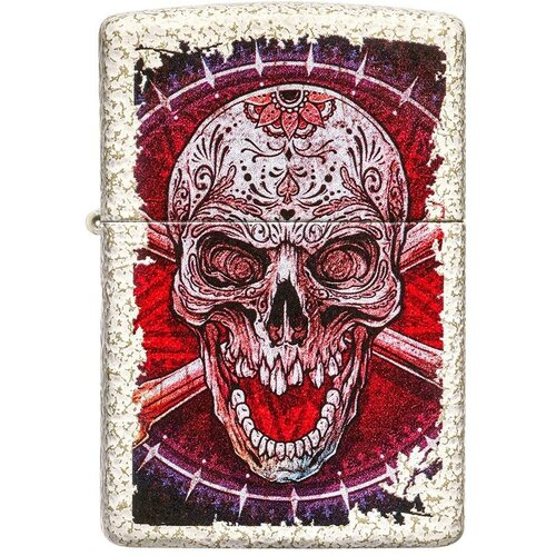 Бензиновая зажигалка ZIPPO Classic 49410 Skull Design с покрытием Mercury Glass - Череп оригинальная бензиновая зажигалка zippo 49181zl zippo logo с покрытием mercury glass