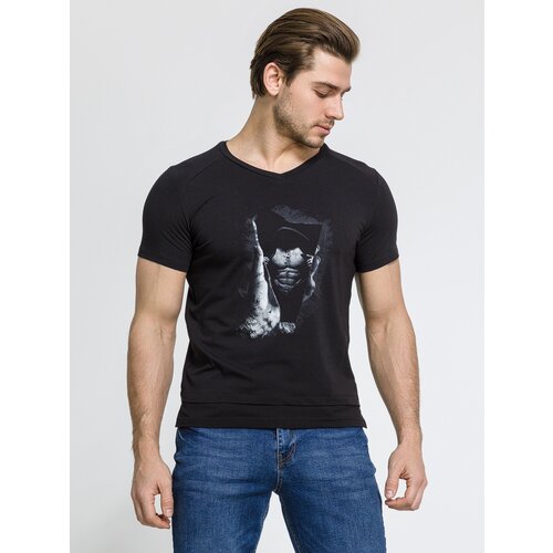 фото Мужская футболка с v-вырезом черная с принтом sesmik v002 s (46)