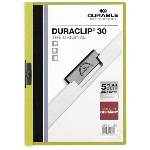 Папка с клипом Durable Duraclip, до 30 листов, А4, ПВХ Светло-зеленый