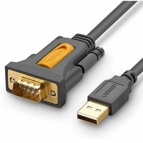 Кабель UGREEN CR104 (20210) USB 2.0 A To DB9 RS-232 Male Adapter Cable. Длина 1 м. Цвет: черный. кабель ugreen 20218 cr107 usb 2 0 to db9 rs 232 adapter flat cable 2 м 1 шт черный