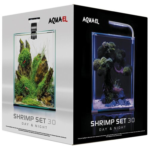 Аквариум AquaEl Shrimp set Smart LED Day/Night 30 л - с набором оборудования, белый aquael shrimp set smart led plant ll 30 набор без крышки черный 30л