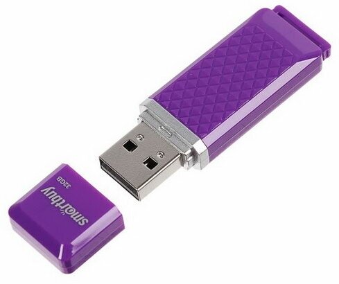 Флешка Quartz series Violet, 32 Гб, USB2.0, чт до 25 Мб/с, зап до 15 Мб/с, фиолет.