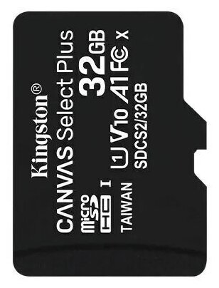 Карта памяти Kingston microSDHC 32 ГБ Class 10, UHS-I U1, R/W 80/10 МБ/с, адаптер на SD, черный