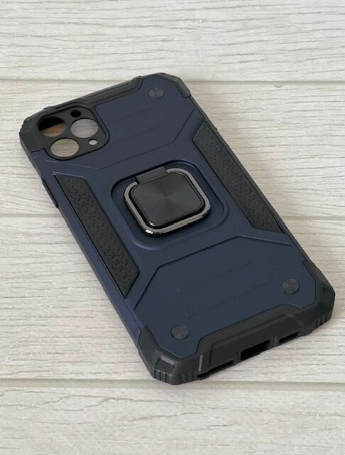 Противоударный чехол для iPhone 11 Pro Max зеленый с пластиной для магнитного автодержателя и кольцом подставкой — фото 1