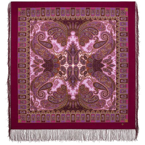 Платок шерстяной Павловопосадские платки Фаворит 6, бордовый, 125 х 125 см