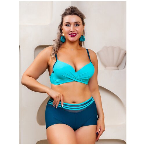 фото Купальник раздельный с шортами больших размеров mozzito