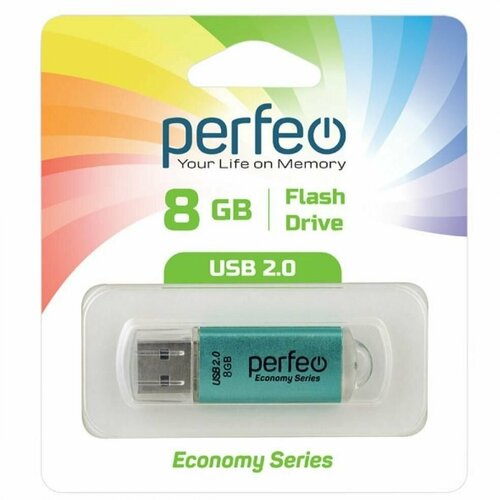 Флешка 8Gb Perfeo E01 USB 2.0 зеленый PF-E01G008ES флешка 4gb perfeo e01 usb 2 0 красный pf e01r004es