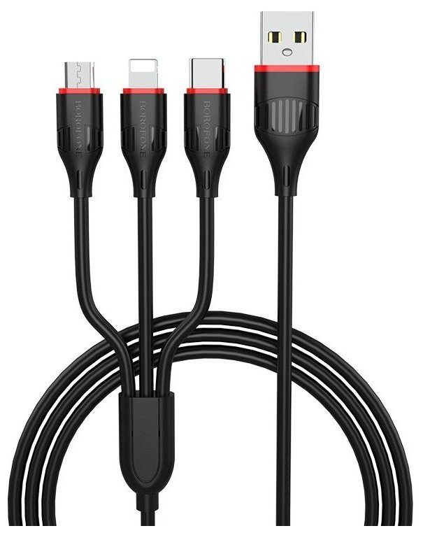 Кабель Borofone USB - micro-USB/Lightning/USB Type-C (BX17)