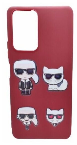 Чехол силиконовый с защитой камеры Xiaomi Redmi Note 10 PRO "Karl Lagerfeld" (бордовый)