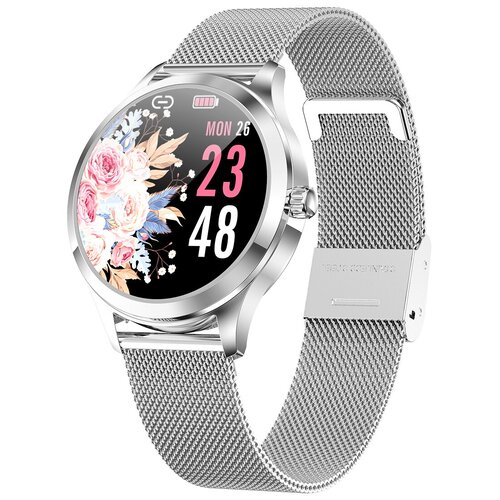 Женские смарт-часы LW07 с пульсоментром измерением давления и уровня кислорода в крови водонепроницаемые серебристые 690000₽