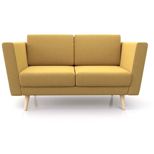 Мини диван Soft Element Готлем Textile Yellow, рогожка, на деревянных ножках, стиль скандинавский лофт, на кухню, в гостиную