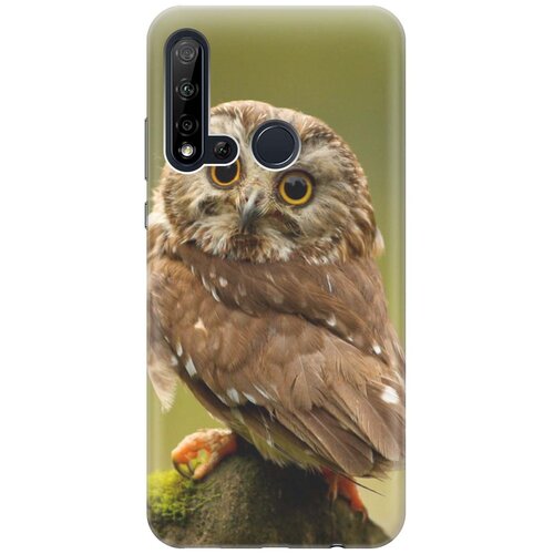 фото Gosso ультратонкий силиконовый чехол-накладка для huawei nova 5i / p20 lite (2019) с принтом "сова на дереве"