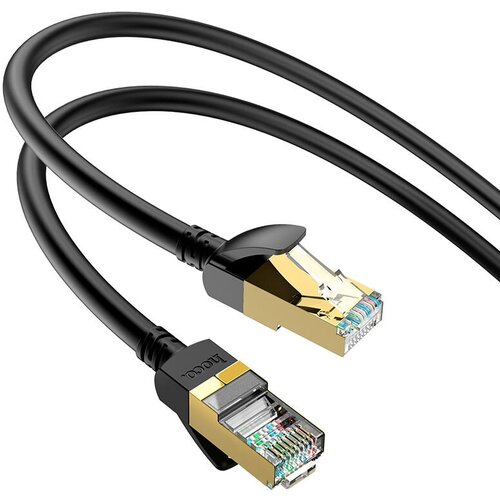 Кабель для интернета Патч-корд Hoco US02 Gigabit RJ45 CAT.6 3m золотистый, черный