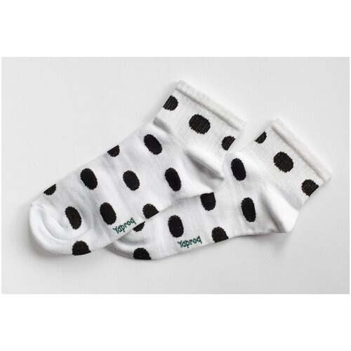 фото Носки yaproq женские, короткие горох белый с черным
