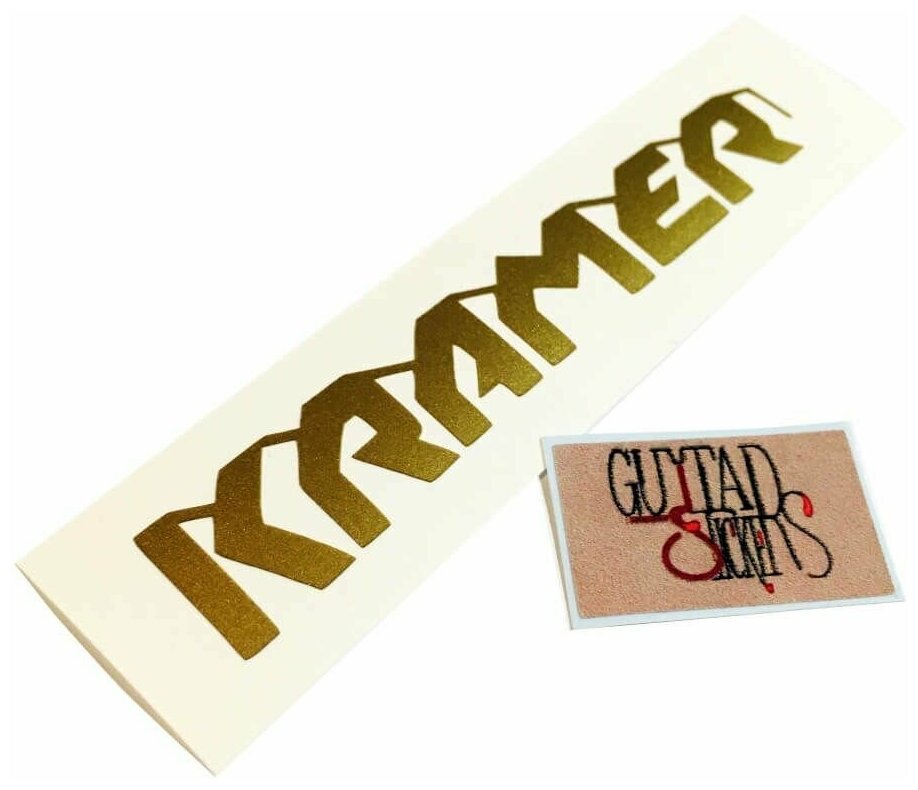 Наклейка стикер виниловая на гитару "Kramer", золотистая