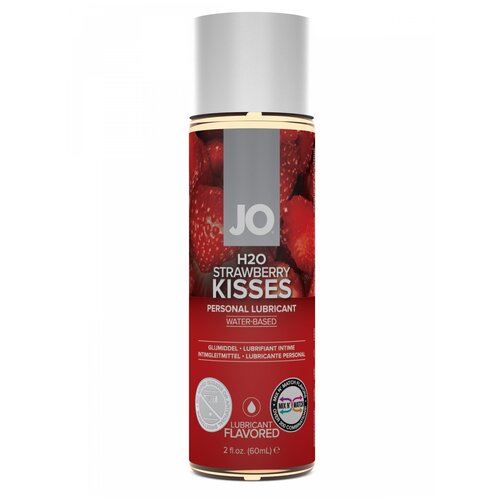 Лубрикант на водной основе с ароматом клубники JO Flavored Strawberry Kiss - 60 мл System JO, вкусовой лубрикант strawberry lubricant с ароматом клубники 100 мл