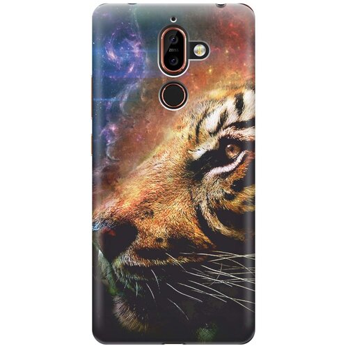 фото Cиликоновый чехол на nokia 7 plus / нокиа 7 плюс с принтом "космический тигр" gosso
