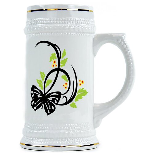 фото Пивная кружка бабочка и листья drabs