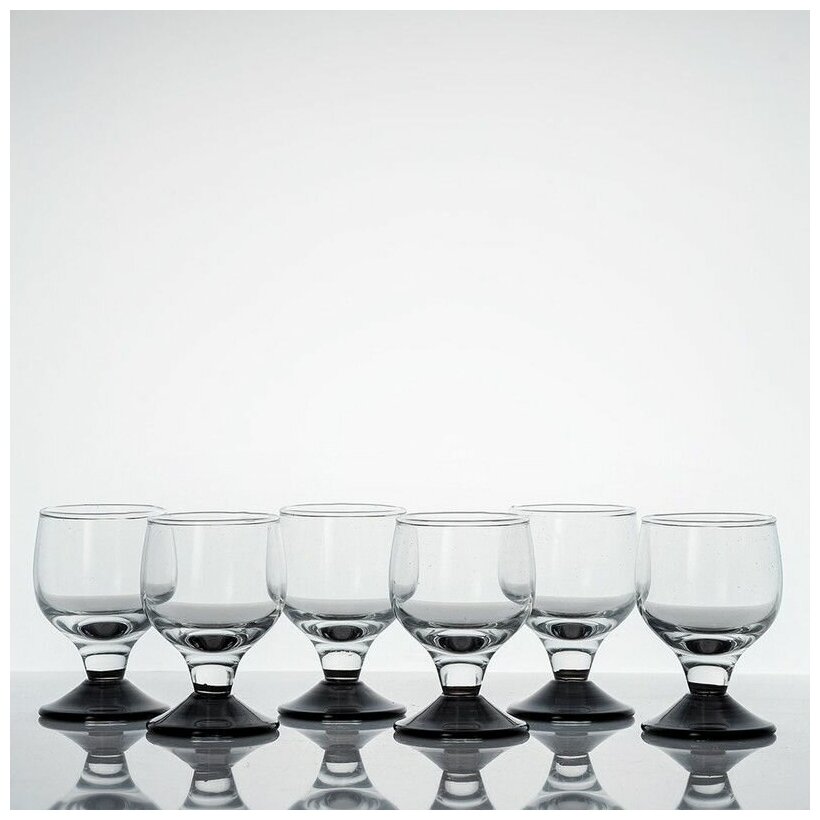 фото 3109/20 Набор рюмок (6 штук) 200/23 на чёрной ножке