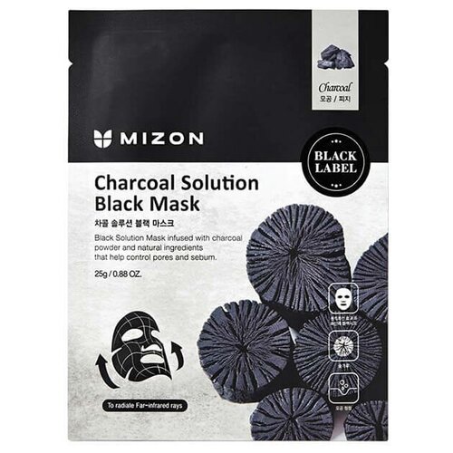 фото Mizon маска c древесным углем charcoal solution black mask, 25 г