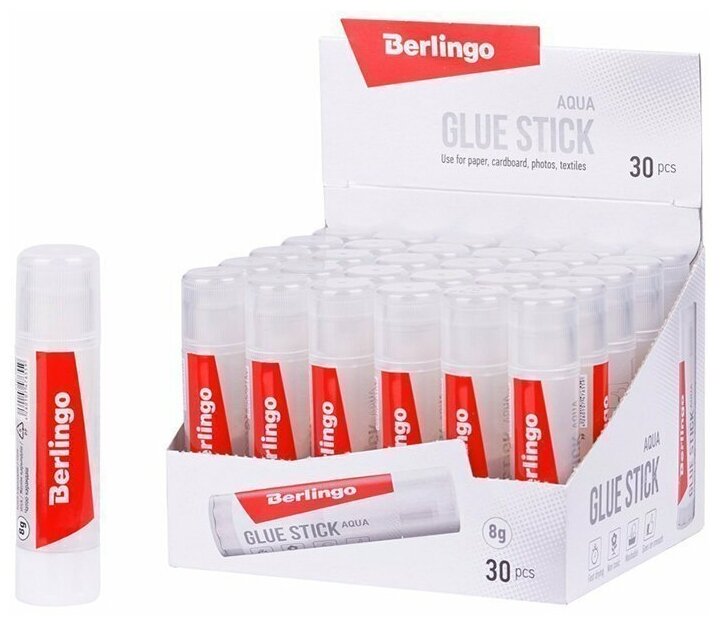 фото Клей-карандаш Berlingo "Aqua", 08 г, прозрачный