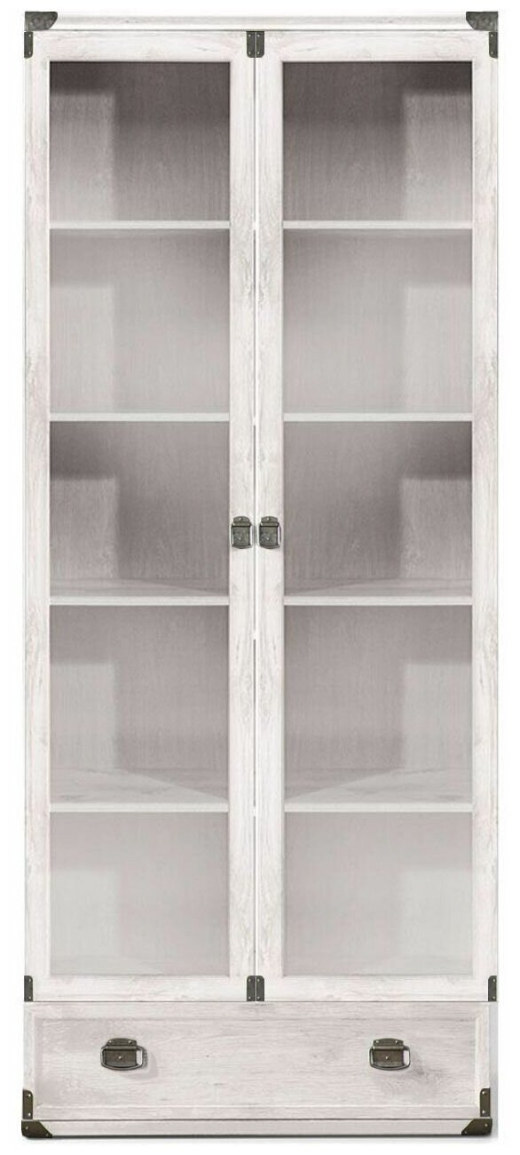 Шкаф-витрина книжный БРВ-мебель Индиана JWIT2D1S, (ШхГхВ): 80х40х195.5 см, сосна каньйон - фотография № 4