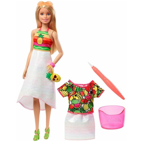 набор barbie с одеждой crayola 29 см fph90 Кукла Barbie Крайола Радужный фруктовый сюрприз, 29 см, GBK17 вариант 1
