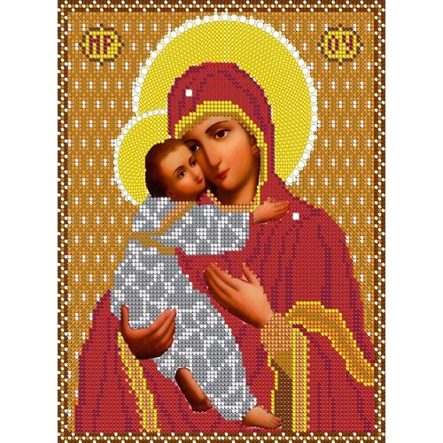 Вышивка бисером иконы Богородица Владимирская 19*24 см
