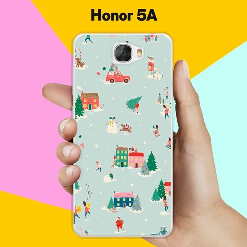 Силиконовый чехол на Honor 5A Узор новогодний / для Хонор 5А силиконовый чехол на honor 5a оранжевый узор для хонор 5а