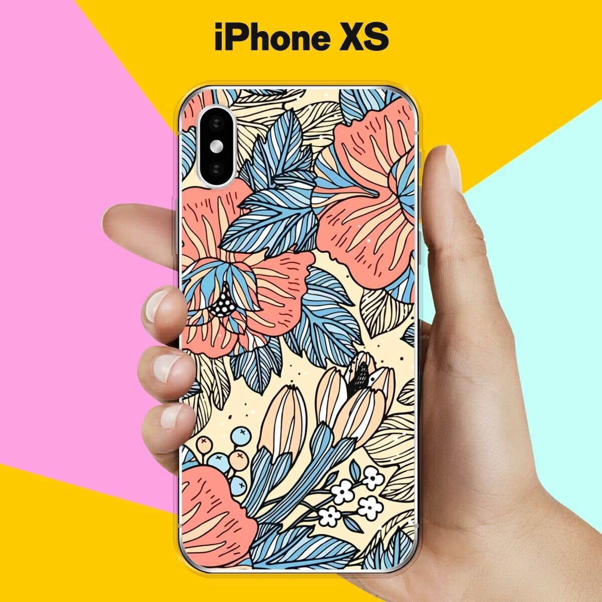 Силиконовый чехол на Apple iPhone XS Цветочки / для Эпл Айфон Икс С